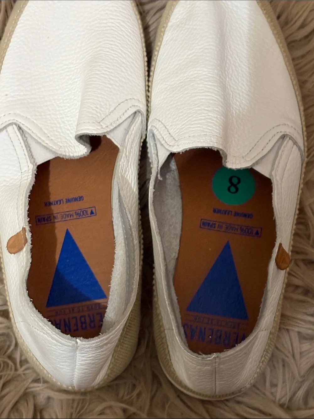 VERBENAS Women's White Leather Slip-On Loafers